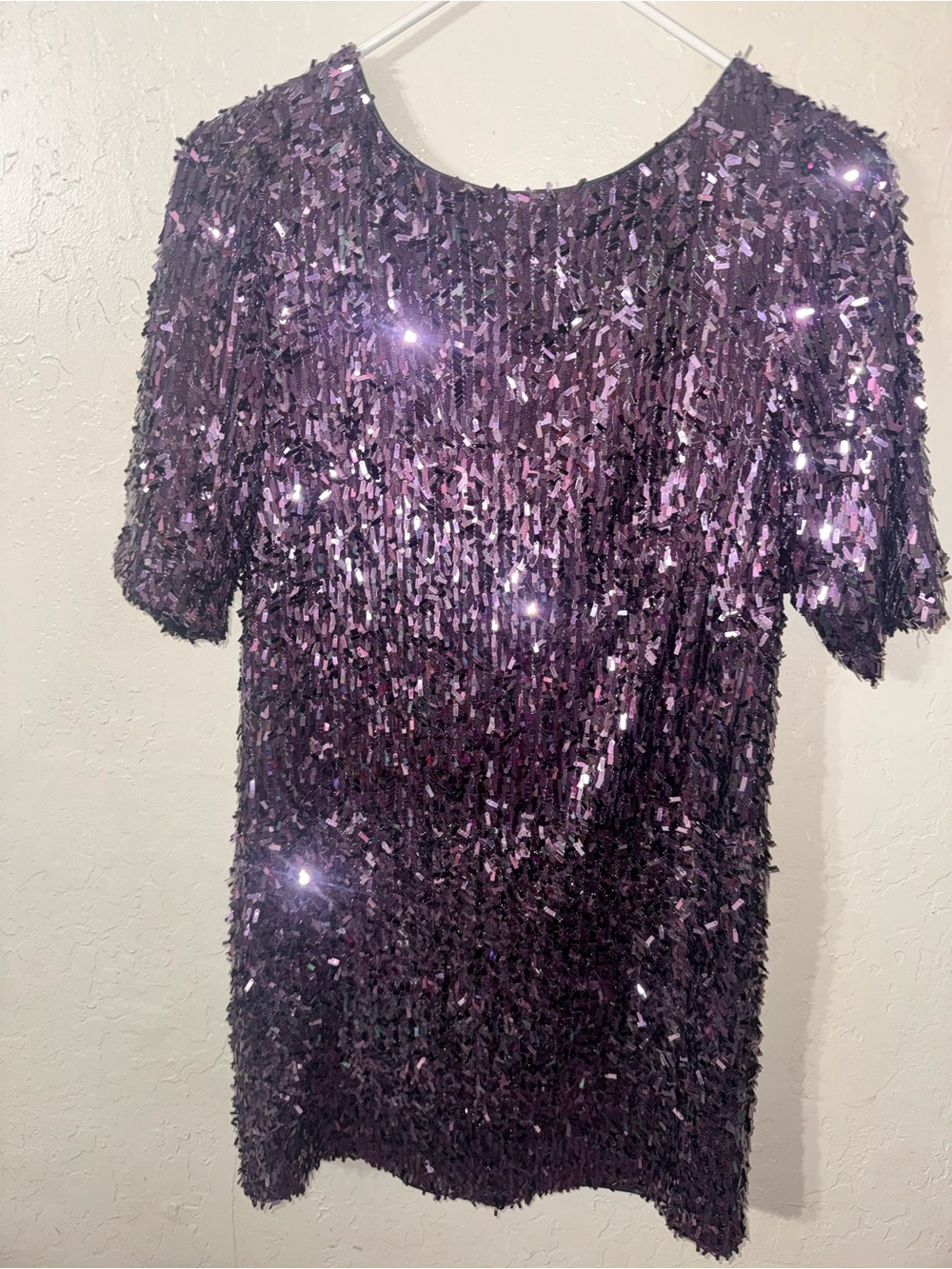 RACHEL Rachel Roy Purple Sequin Short Sleeve Cocktail Dress